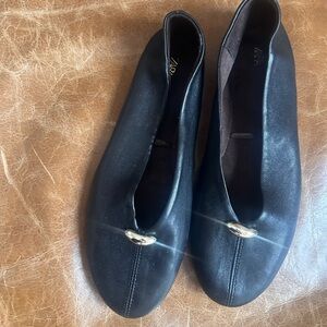Zara Black Flats with Gold Detail